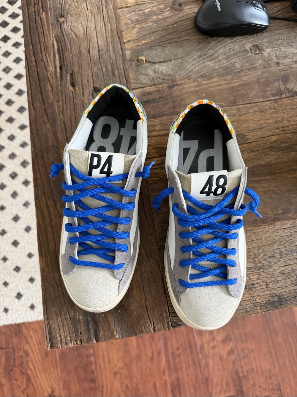P448 Women's Sneakers in White, Gray & Blue